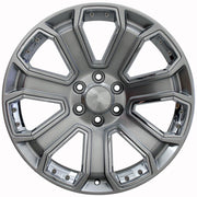 OE Wheels CV93 22x9 6x139.7 24et Gloss Hyper Black with Chrome Insert Wheel SET