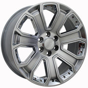 OE Wheels CV93 22x9 6x139.7 Gloss Hyper Black with Chrome Insert Wheels 285-45-22 Goodyear Eagle Sport Tires TPMS SET