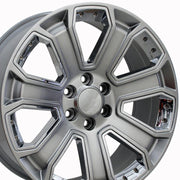 OE Wheels CV93 22x9 6x139.7 24et Gloss Hyper Black with Chrome Insert Wheel SET