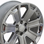 OE Wheels CV93 22x9 6x139.7 24et Gloss Hyper Black with Chrome Insert Wheel SET