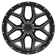 Fits GMC Snowflake Wheel CV98 22x9.5 Black Milled Sierra Rim