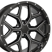 Fits GMC Snowflake Wheel CV98 22x9.5 Black Milled Sierra Rim