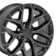 OE Wheels CV98B 20x9 6x139.7 24et Gloss Black with Milled Edge Wheel