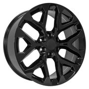 22" Replica Wheels fit Chevrolet Silverado 1500 - CV98B Gloss Black 22x9, Sailun Tires Set