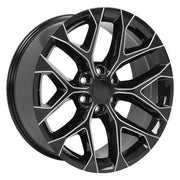 Set(4) 22x9 CV98 Gloss Black with Milled Edge - 6x139.7 +24ET with 285/45r22 TBB TS-37 AT Tires