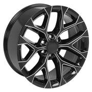 Set(4) 22x9 CV98 Gloss Black with Milled Edge - 6x139.7 +24ET with 285/45r22 TBB TS-37 AT Tires