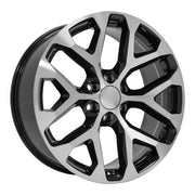 22" Replica Wheels fit Chevrolet Silverado 1500 - CV98B Gloss Black Machined 22x9, Goodyear Tires Set