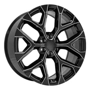 OE Wheels CV98 24x10 6x139.7 Gloss Black with Milled Edge Wheels 295-35-24 Ironman iMove GEN 2 Tires TPMS SET
