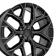 OE Wheels CV98 24x10 6x139.7 24et Gloss Black with Milled Edge Wheel SET