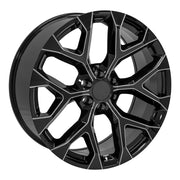 OE Wheels CV98 24x10 6x139.7 24et Gloss Black with Milled Edge Wheel SET