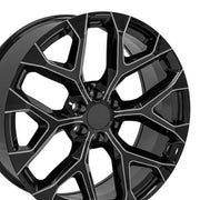 OE Wheels CV98 24x10 6x139.7 24et Gloss Black with Milled Edge Wheel SET