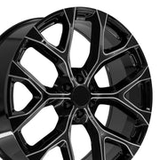 OE Wheels CV98 26x10 6x139.7 24et Gloss Black with Milled Edge Wheel SET