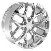 22" Replica Wheels fit Chevrolet Silverado 1500 - CV98C Chrome 22x9, Bridgestone Tires Set