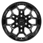 DEFIANT DF03 18x9 6x139.7 Gloss Black Wheels 275-65-18 Ironman All Country A/T2 Tires TPMS SET
