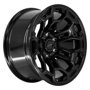 DEFIANT DF03 18x9 6x139.7 Gloss Black Wheels 275-65-18 Ironman All Country A/T2 Tires TPMS SET