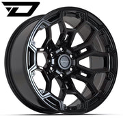 Set(4) 20x9 DF03 Gloss Black - 6x139.7 -12ET with 275/55r20 Sailun TerraMax RT Tires