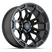 Set(4) 20x9 DF03 Satin Black with Dark Satin Charcoal 2-Tone - 6x139.7 -12ET with 275/55r20 Goodyear Eagle LS2 Tires &amp; TPMS