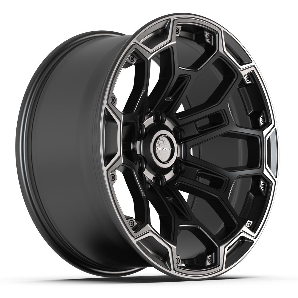 DF03 20x9 Satin Black Defiant Series Wheel Tire Set
