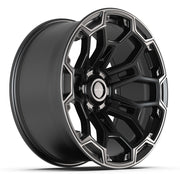 DEFIANT DF03 20x9 6x139.7 Satin Black with Dark Satin Charcoal 2-Tone Wheels 275/55r20 TBB TS-37 AT Tires SET