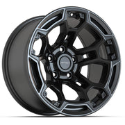 Set(5) 17x9 DF03 Satin Black with Dark Satin Charcoal 2-Tone - 5x127 -12ET with 33x12.50r17 TBB TS-57 RT Tires