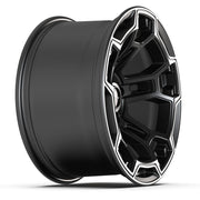 Set(5) 17x9 DF03B Satin Black with Dark Satin Charcoal 2-Tone - 5x127 -12ET