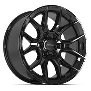 Set(4) 20x9 DF18A Gloss Black - 6x139.7 +18ET with 275/55r20 TBB TS-37 AT Tires