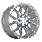 Set(4) 20x9 DF18A Gloss Silver Machined - 6x139.7 +18ET with 275/55r20 TBB TS-37 AT Tires &amp; TPMS