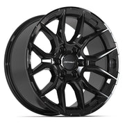 Set(4) 20x9 DF18B Gloss Black - 6x139.7 +18ET with 275/55r20 TBB TS-37 AT Tires &amp; TPMS