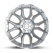 Set(4) 20x9 DF18B Gloss Silver Machined - 6x139.7 +18ET with 275/55r20 TBB TS-37 AT Tires &amp; TPMS