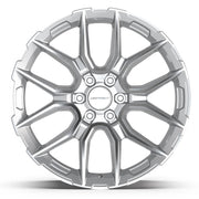 Set(4) 22x9 DF18B Gloss Silver Machined - 6x139.7 +18ET with 285/45r22 Sailun TerraMax AT2 Tires &amp; TPMS