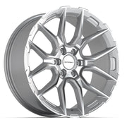 Set(4) 22x9 DF18B Gloss Silver Machined - 6x139.7 +18ET with 33x12.50r22 Sailun TerraMax RT Tires