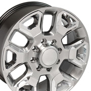 OE Wheels DG66 20x8 8x165.1 54.65et Gloss Hyper Silver with Chrome Insert Wheel SET