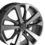 OE Wheels NS30 18x7.5 5x114.3 55et Gloss Gunmetal Machined Wheel SET