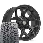 Set(4) 20x9 4P06 Satin Black - 6x135 &amp; 6x139.7 +0ET with 275/55r20 Sailun TerraMax AT2 Tires