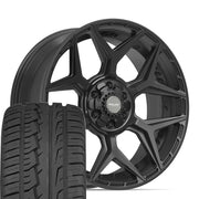 Set(4) 22x9 4P06 Satin Black - 6x135 &amp; 6x139.7 +12ET with 285/45r22 Ironman iMove GEN 2 SUV Tires