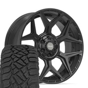 Set(4) 22x9 4P06 Satin Black - 6x135 &amp; 6x139.7 +12ET with 285/45r22 Sailun TerraMax RT Tires