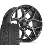 Set(5) 22x10 4P06 Gloss Black Brushed with Tinted Clear - 5x127 &amp; 5x139.7 -18ET with 285/45r22 Ironman iMove GEN 2 SUV Tires