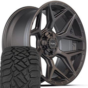 Set(4) 22x10 4P06 Satin Black - 6x135 &amp; 6x139.7 -18ET with 33x12.50r22 Sailun TerraMax RT Tires