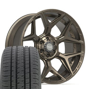 Set(4) 22x10 4P06 Satin Bronze - 6x135 &amp; 6x139.7 -18ET with 285/45r22 Bridgestone Dueler Alenza HL Tires