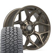 Set(4) 22x10 4P06 Satin Bronze - 6x135 &amp; 6x139.7 -18ET with 285/45r22 Sailun TerraMax AT2 Tires