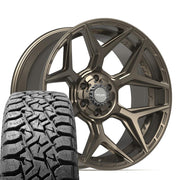 Set(4) 22x10 4P06 Satin Bronze - 6x135 &amp; 6x139.7 -18ET with 33x12.50r22 TBB TS-57 RT Tires