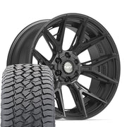 Set(4) 22x10 4P40 Satin Black - 6x135 &amp; 6x139.7 -18ET with 285/45r22 Sailun TerraMax AT2 Tires