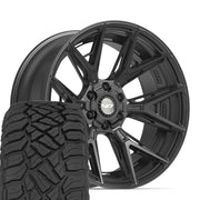 Set(4) 22x10 4P40 Satin Black - 6x135 &amp; 6x139.7 -18ET with 33x12.50r22 Sailun TerraMax RT Tires