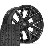 Set(4) 22x10 4P40 Gloss Black Brushed with Tinted Clear - 6x135 &amp; 6x139.7 -18ET with 285/45r22 Ironman iMove GEN 2 SUV Tires