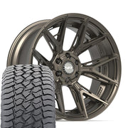 Set(4) 22x10 4P40 Satin Bronze - 6x135 &amp; 6x139.7 -18ET with 285/45r22 Sailun TerraMax AT2 Tires