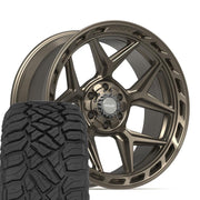 Set(4) 22x10 4P55 Satin Bronze - 6x135 &amp; 6x139.7 -18ET with 33x12.50r22 Sailun TerraMax RT Tires