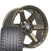 22" 4PLAY Wheels fit GM-Ford-Lincoln-Nissan-Toyota - 4P63 Satin Bronze 22x10, Goodyear Tires Set