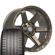 22" 4PLAY Wheels fit GM-Ford-Lincoln-Nissan-Toyota - 4P63 Satin Bronze 22x10, Goodyear Tires Set