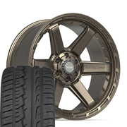 22" 4PLAY Wheels fit GM-Ford-Lincoln-Nissan-Toyota - 4P63 Satin Bronze 22x10, Ironman Tires Set