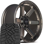 4PLAY 4P63 22x10 6x135 + 6x139.7 Satin Bronze Wheels 285-45-22 Sailun TerraMax RT Tires SET